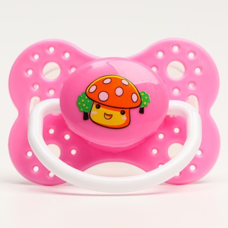 Orthodontic dummy, silicone, from 0 - 3 months, "mushroom", pink color-1