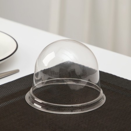 The plastic disposable cover to the container pr-S-85K, round, transparent, 11 × 8.2 cm, 390 pcs/un