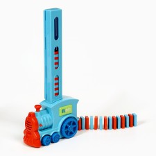 Toy steam locomotive, with domino