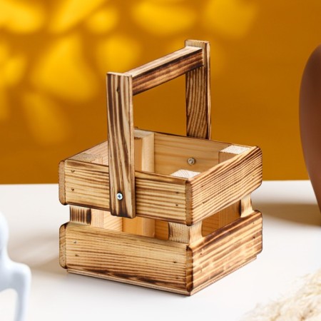 Wooden Kashpo 15 × 12.5 × 9.5 cm "odnushka light", two -string, firing we give beautifully
