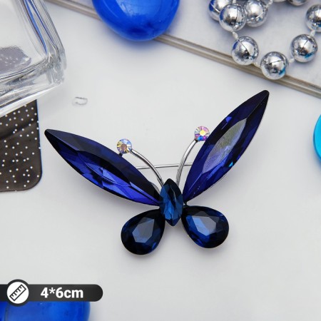 Brooch "Butterfly" monochrome, blue color in silver