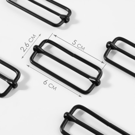 The buckle is regulatory, the inner width is 50 mm, the thickness is 5 mm, 5 pcs, the color is black