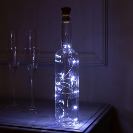 Garland "thread" 1 m dew with a cork, IP44, silver thread, 10 led, white glow, fixing, solar battery-1