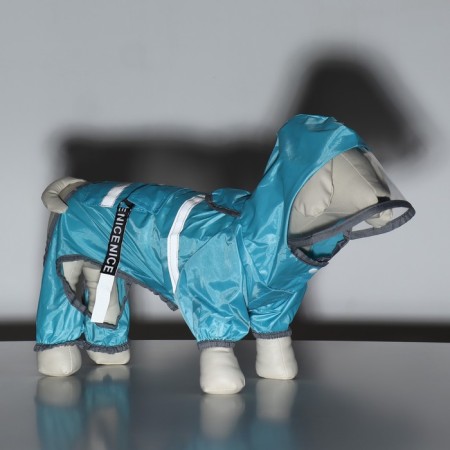 Combiason for dogs, demi -season with a visor, size M (DS 32, OG 45, Osh 35 cm), blue-13