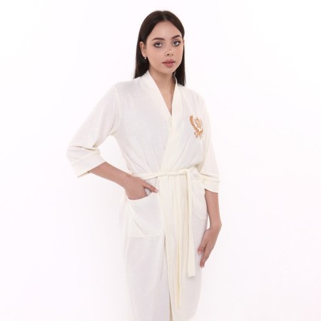 Women's bathrobe, milk color, size 58-2
