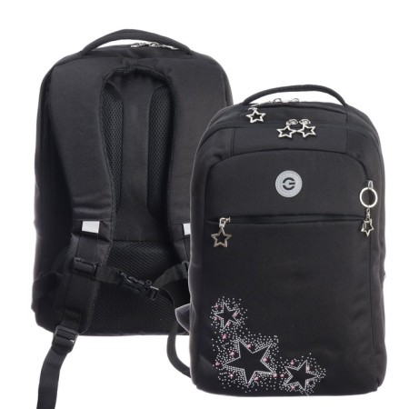 Youth backpack 40 x 28 x 16 cm, Grizzly, ergonomic back, laptop department, black