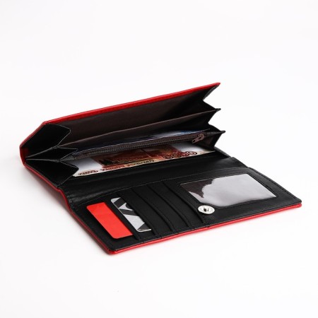 Women's wallet on magnet, red color-3