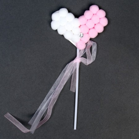 Topper "Heart", pink color, white