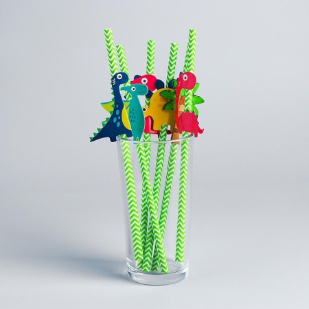 Dinosauric cocktail tubes, set of 6 pcs.