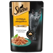 Влажный корм Sheba для кошек, курица/индейка, пауч, 75 г