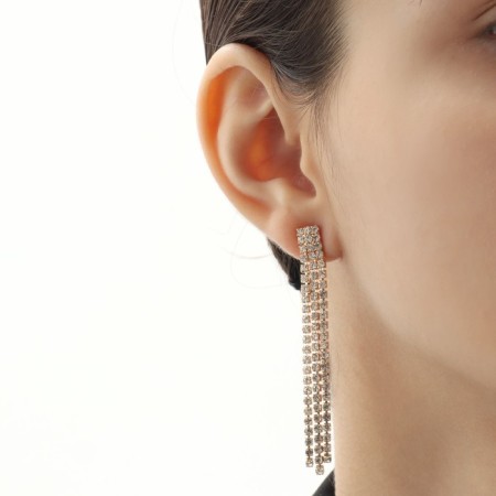 Set 2 objects: earrings, necklace "ice" path, white gold, 30 cm-3