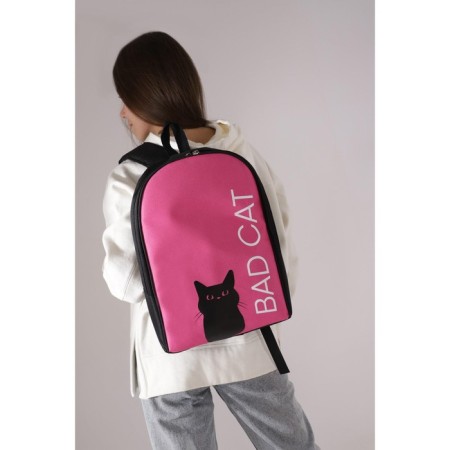 Bad Cat school backpack, 25x13x37 cm, fuchsia color-6