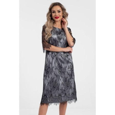 Female dress, size 42, gray color, black-4