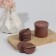 MILK TeA makeup sponge, set - 7 pcs, d = 5.5 cm, with a holder, in a case, brown color