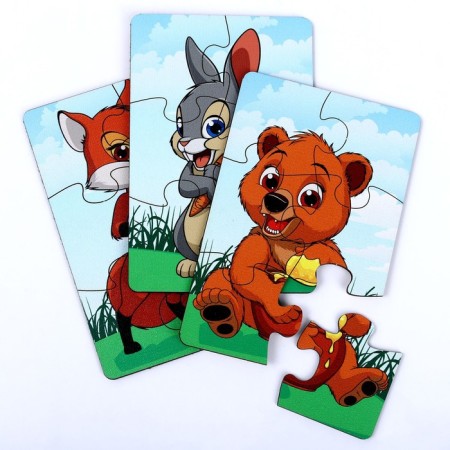 Set of puzzles "Forest Beasts", 3 puzzles, 6 parts