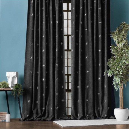 Set of curtains "Balley", size 2x145x270 cm, black color
