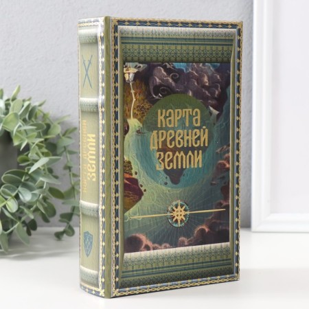 Safe-book wood to the leatherette "Map of the ancient Earth" embossing 21x13x5 cm