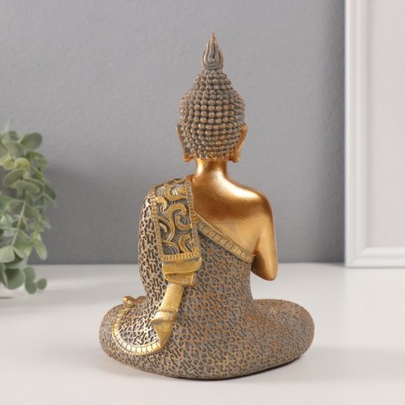 Souvenir Polystone "Buddha - Mudra Namascar" gold 9.5x13.5x19.5 cm-2