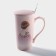 Ceramic mug with a lid and a spoon "Ball splendor", 300 ml, color mix