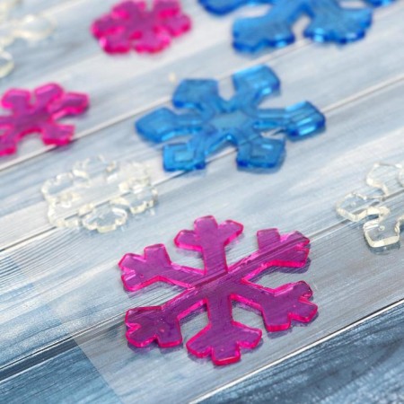 Glass sticker "angular snowflakes" (set 15 pcs) 24x24 cm, pink blue transparent-1