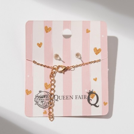 Set 2 objects: earrings, pendom! "Weightlessness", heart, white color in gold, 45cm-3