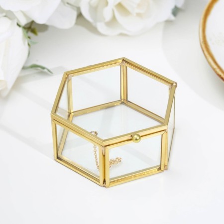 Casket for the rings "hexagon", 8x7x4 cm, glass-1