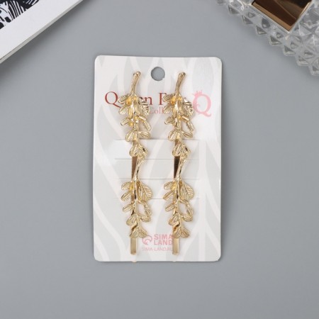 Invisible hair "Audrey" (set 2 pcs) leaflets, 8 cm, gold-2