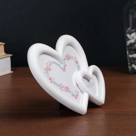 Frame d/photo plastic 2 hearts white 10*12, 6*8 cm-1
