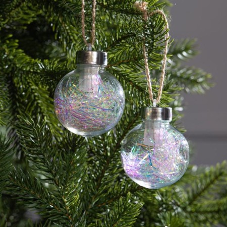 A set of Christmas tree balls “Brilliant tinsel” 2 pcs., Batteries, 1 LED, RGB glow-1