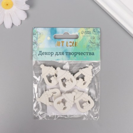 Decor for the creativity of the Polystone "A bottle with a steam locomotive" White set 6 pcs 2x3 cm-3