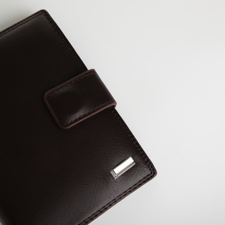 Male purse on magnet 3 in 1, department for auto documents, passports, brown color-3