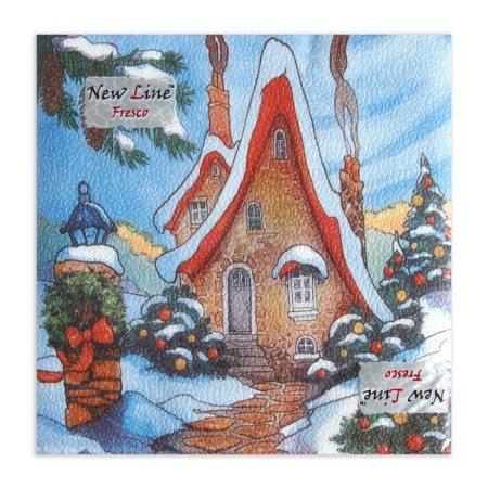 New Year's napkins Paper New Line Fresco Winter House 2 layers 20 sheets 33*33-1