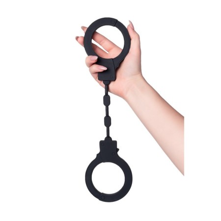 Handcuffs, silicone, black, 33 cm-2