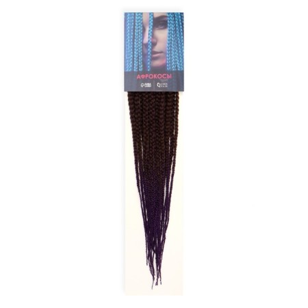 SIM-BRAIDS AFROKOSOS, 60 cm, 18 strands (CE), chestnut/purple color (#FR-20)-2