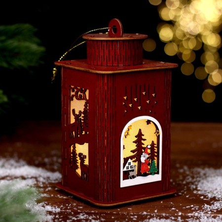 New Year's decor with backlight "Lantern" 9 × 9 × 16 cm