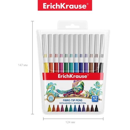 Фломастеры 12 цветов ErichKrause Washable, смываемые, европодвес-5
