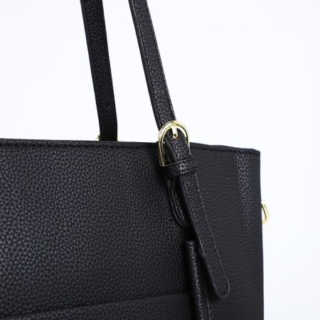 Soper bag with zipper, black color-2