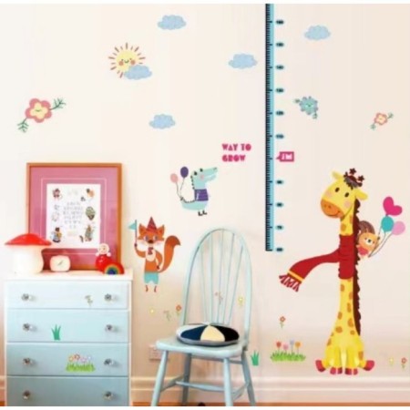 Stick plastic Interior color Rostomer "Giraffe and animals" 60x90 cm