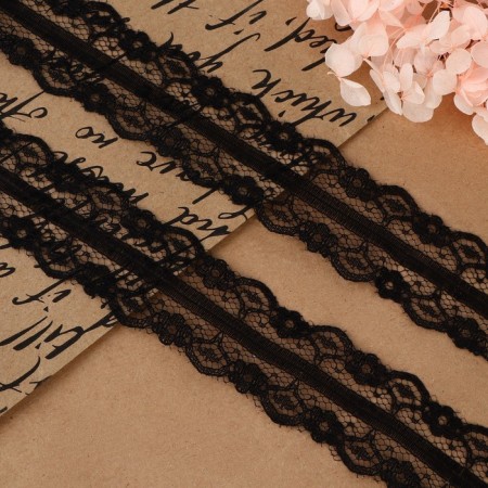 Capricon lace, 32 mm × 10 ± 1 m, black color-1