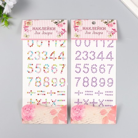 Stick plastic rhinestones "numbers" mix 10x23 cm-1