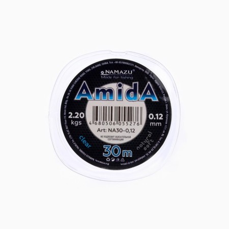 Namazu Amida fishing line, diameter 0.12 mm, test 2.2 kg, 30 m, transparent, 1 pc.