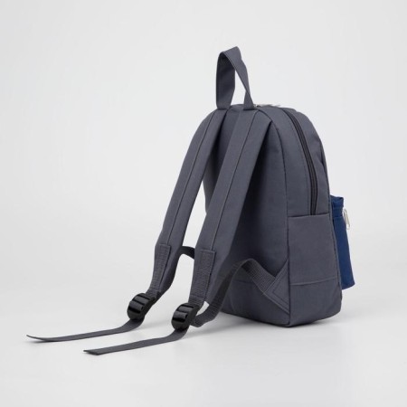 Baby backpack with zipper, external pocket, reflective strip, gray color-3