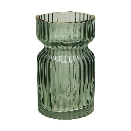 Decorative vase of embossed glass, 120 × 120 × 190 mm, green color-3