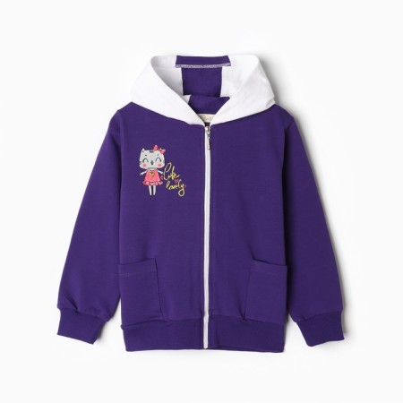 Kit for girls (sweatshirt, trousers), purple color, height 98 cm-1