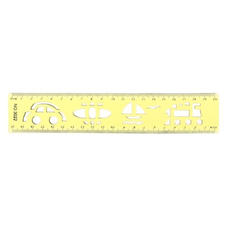 The ruler is flexible, plastic 20 cm, with stencils, mix-5