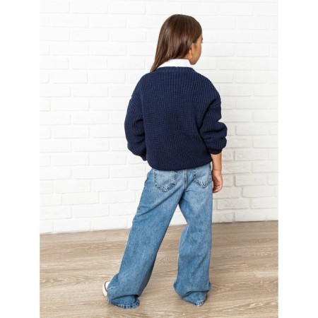 Cardigan Children's Knit, height 128 cm, blue color-7