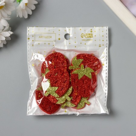 Decor for the creativity of the felt shine "Strawberry" 4x3.2 cm-3