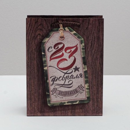 Package Gift Laminated Vertical, packaging, “Congratulations on February 23”, 18 x 23 x 10 cm-1