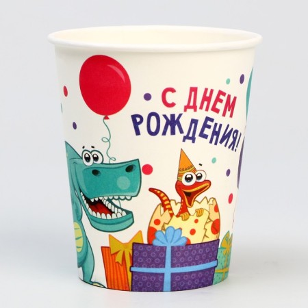 A one -time paper glass "dinosaurics", 250 ml, a set of 6 pcs.-2