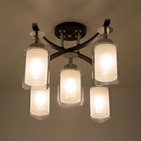 Ceiling chandelier Citilux "Fortune" CL156152, 47x36x35 cm, 5x75W, e27, brown color-6